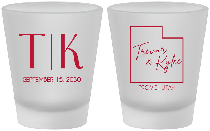 Custom Wedding Frosted Shot Glasses - Utah | 143