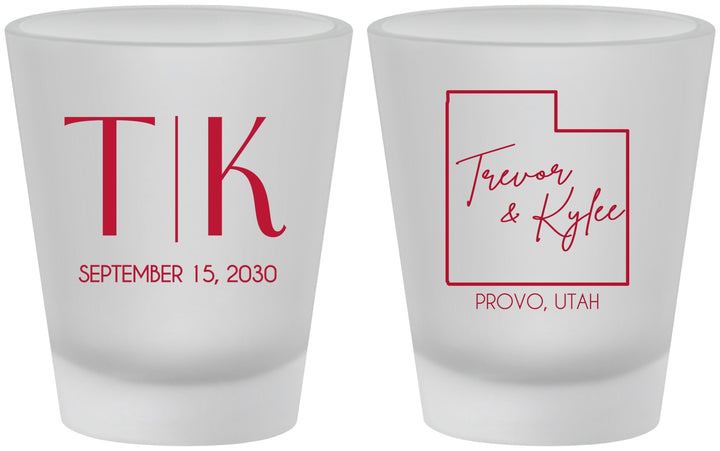 Custom Wedding Frosted Shot Glasses - Utah | 143