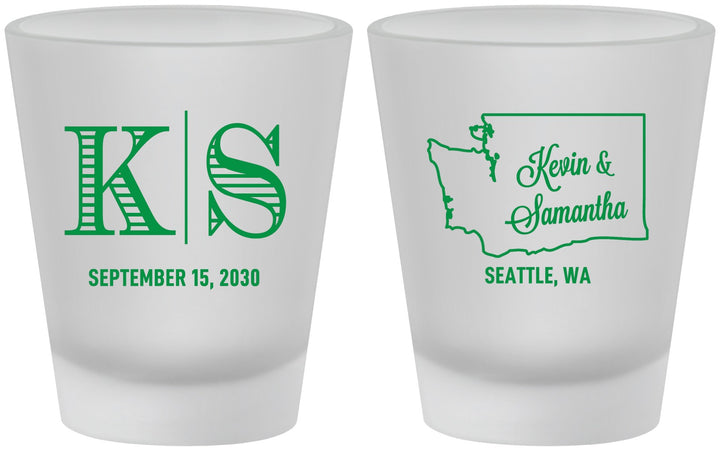 Custom Wedding Frosted Shot Glasses - Washington | 146
