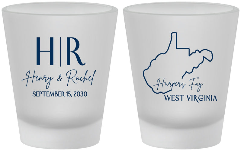 Custom Wedding Frosted Shot Glasses - West Virginia | 147