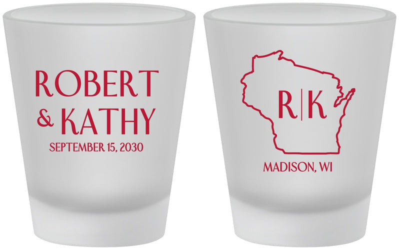 Custom Wedding Frosted Shot Glasses - Wisconsin | 148