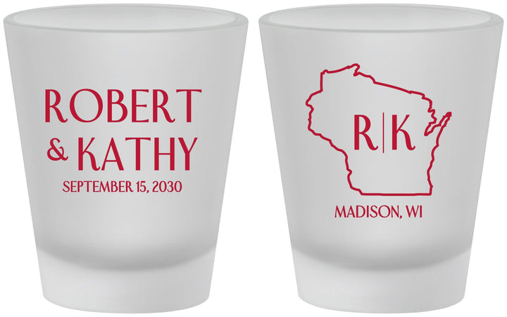 Custom Wedding Frosted Shot Glasses - Wisconsin | 148