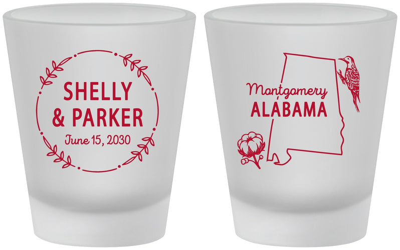 Custom Wedding Frosted Shot Glasses - Alabama | 150