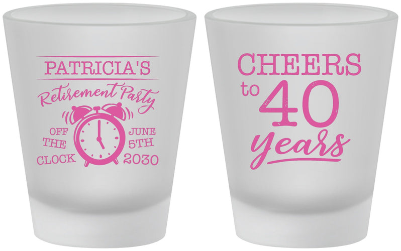 Custom Retirement Frosted Shot Glasses - Off The Clock | 150000