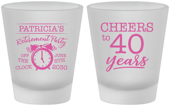 Custom Retirement Frosted Shot Glasses - Off The Clock | 150000