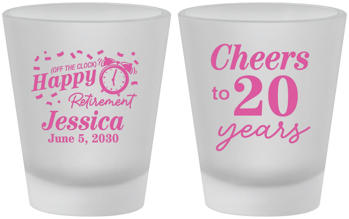 Custom Retirement Frosted Shot Glasses - Off The Clock | 150001