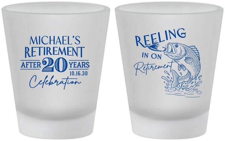 Custom Retirement Frosted Shot Glasses - Fishing Reeling In | 150007