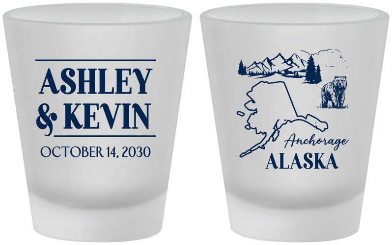 Custom Wedding Frosted Shot Glasses - Alaska | 151