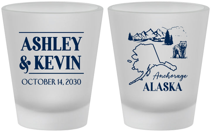 Custom Wedding Frosted Shot Glasses - Alaska | 151