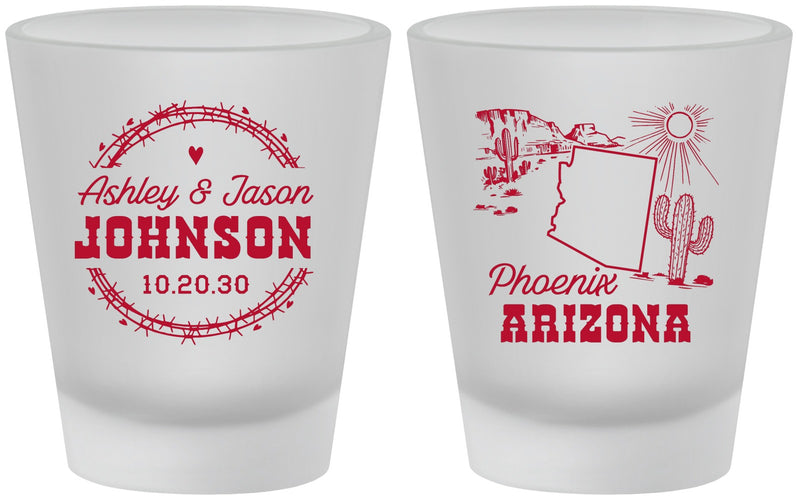 Custom Wedding Frosted Shot Glasses - Arizona | 152