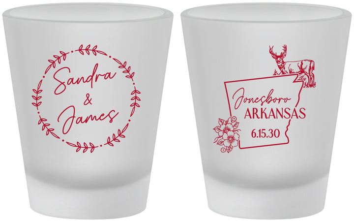 Custom Wedding Frosted Shot Glasses - Arkansas | 153