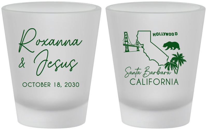 Custom Wedding Frosted Shot Glasses - California | 154