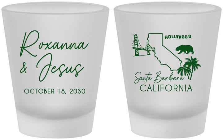Custom Wedding Frosted Shot Glasses - California | 154