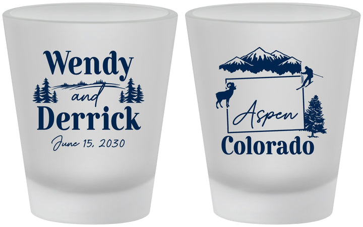 Custom Wedding Frosted Shot Glasses - Colorado | 155
