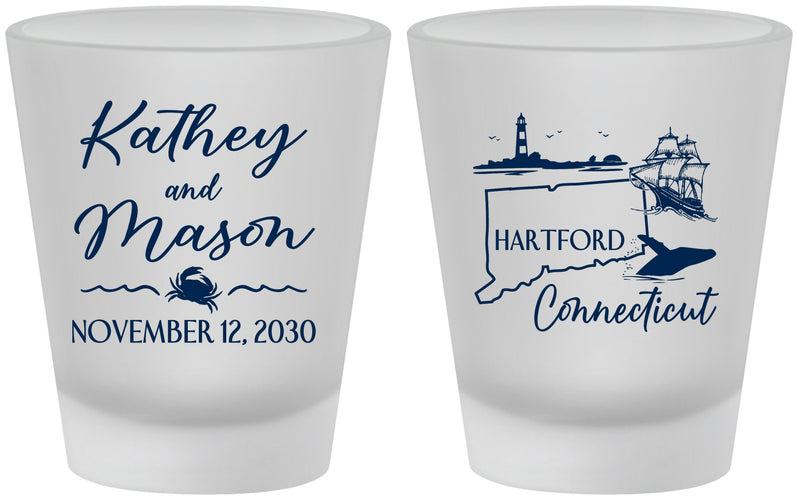 Custom Wedding Frosted Shot Glasses - Connecticut | 156