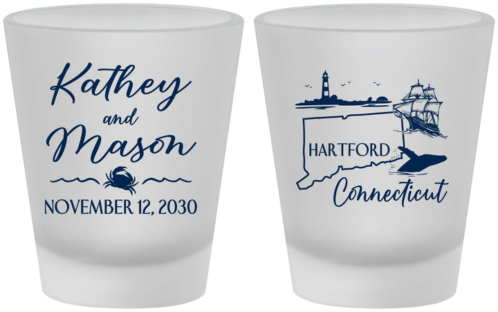 Custom Wedding Frosted Shot Glasses - Connecticut | 156