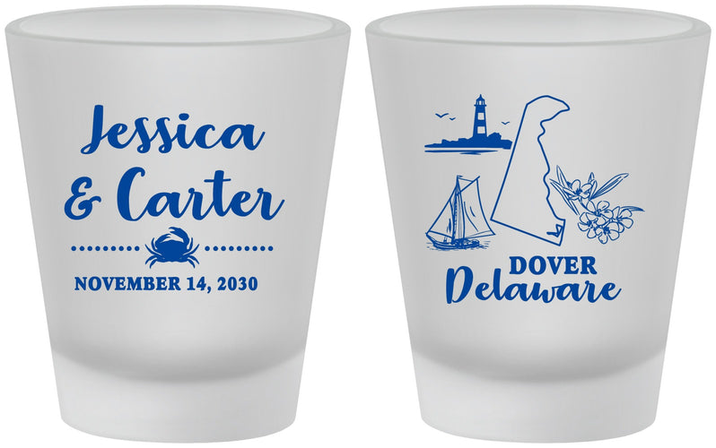Custom Wedding Frosted Shot Glasses - Delaware | 157