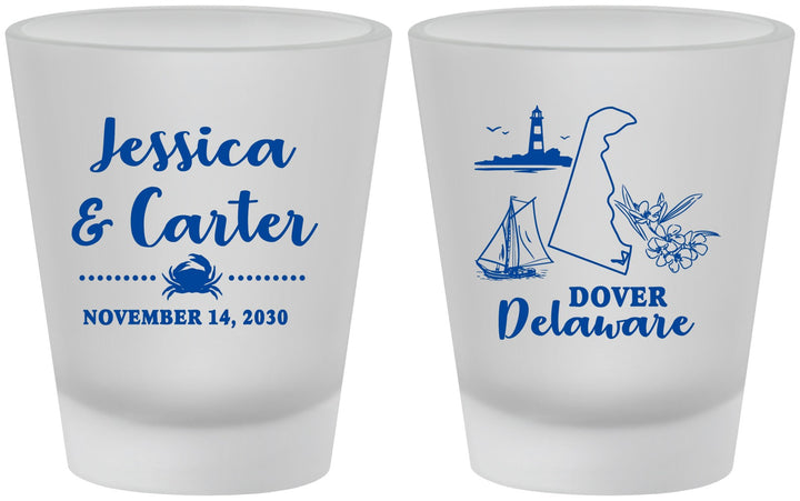 Custom Wedding Frosted Shot Glasses - Delaware | 157
