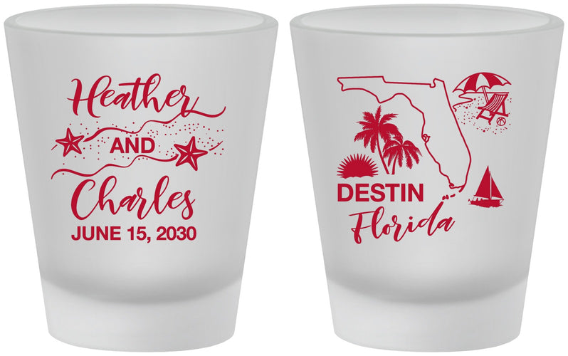 Custom Wedding Frosted Shot Glasses - Florida | 158