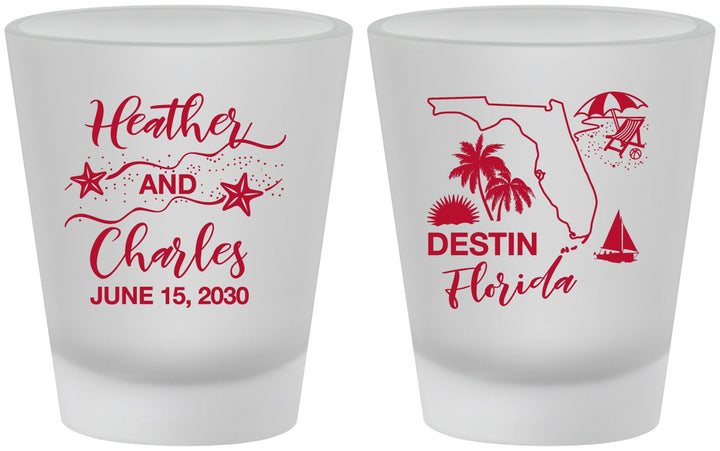 Custom Wedding Frosted Shot Glasses - Florida | 158