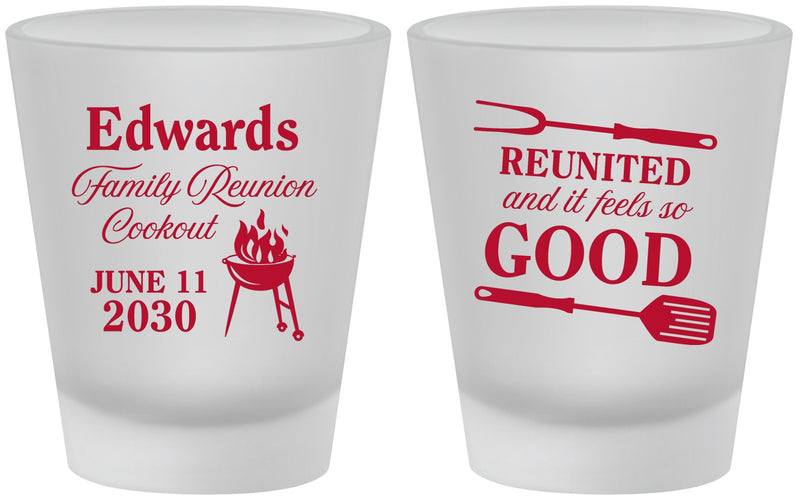 Custom Family Reunion Frosted Shot Glasses - Bbq Reunited | 160001