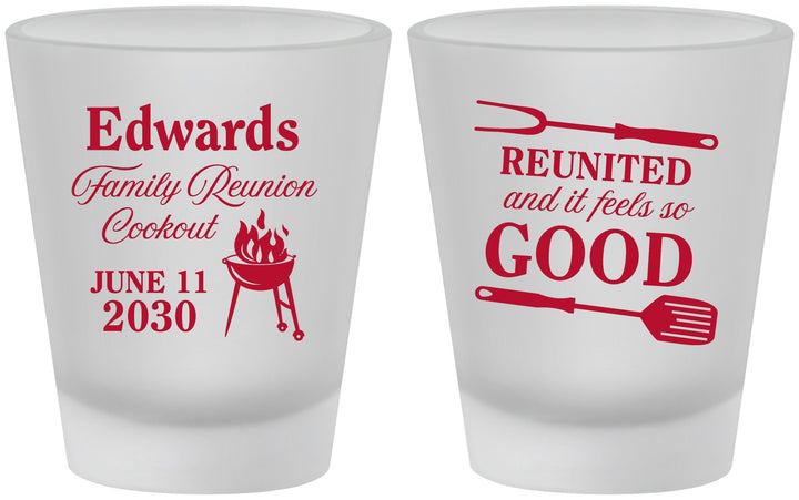 Custom Family Reunion Frosted Shot Glasses - Bbq Reunited | 160001