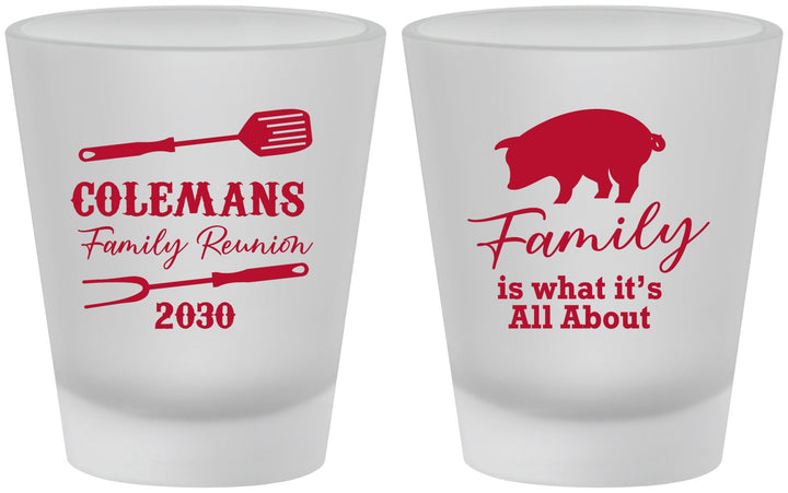 Custom Family Reunion Frosted Shot Glasses - Bbq Barbeque | 160002