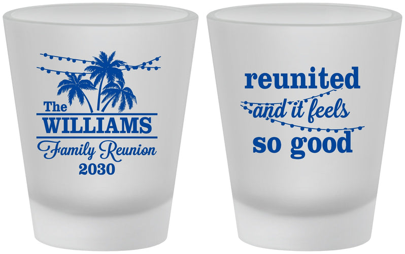 Custom Family Reunion Frosted Shot Glasses - Beach Reunited | 160010