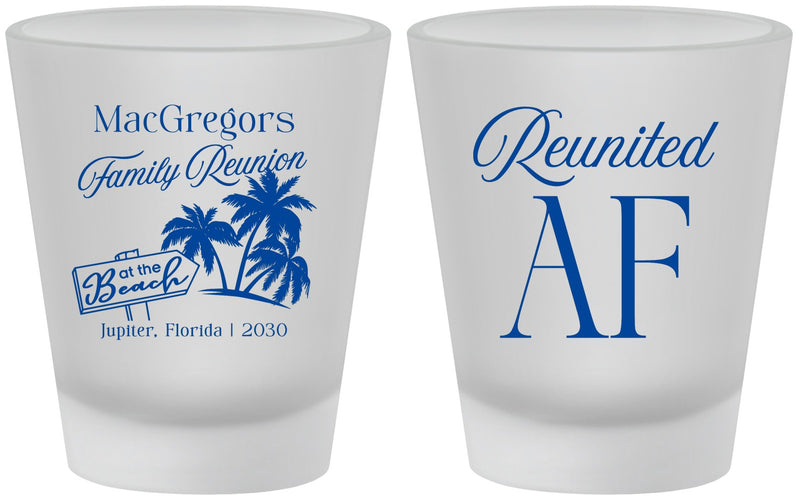 Custom Family Reunion Frosted Shot Glasses - Beach Reunited Af | 160012