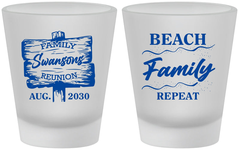 Custom Family Reunion Frosted Shot Glasses - Beach Family Repeat | 160013