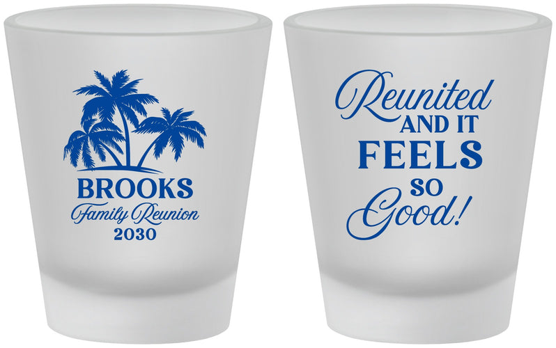 Custom Family Reunion Frosted Shot Glasses - Beach Reunited | 160017