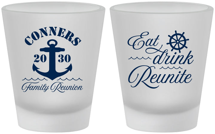 Custom Family Reunion Frosted Shot Glasses - Cruise Anchor | 160028
