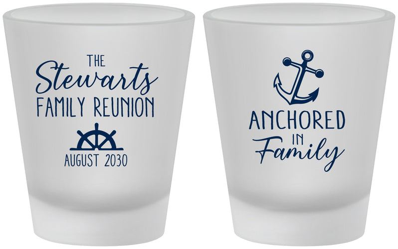 Custom Family Reunion Frosted Shot Glasses - Cruise Anchor | 160029