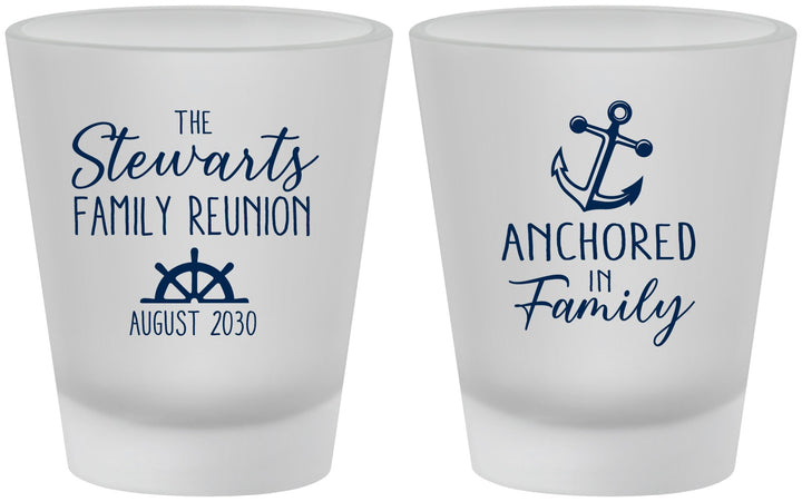 Custom Family Reunion Frosted Shot Glasses - Cruise Anchor | 160029