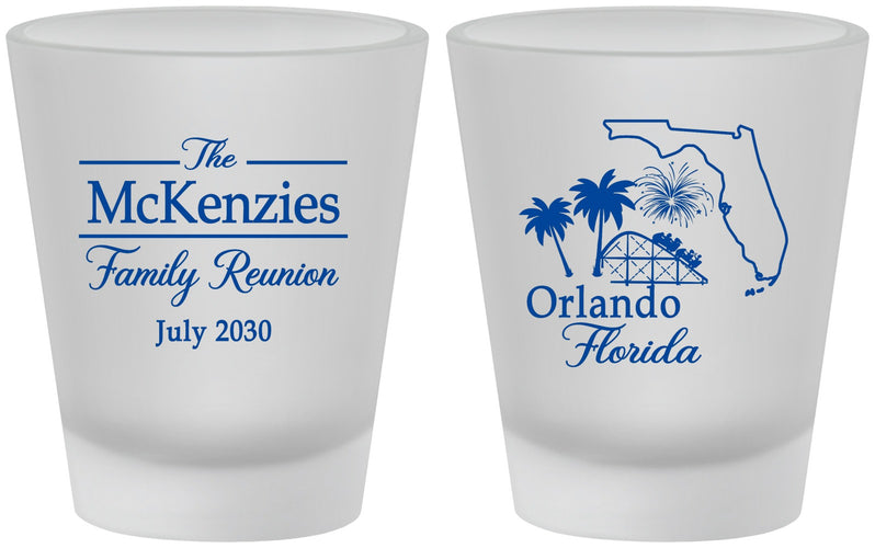 Custom Family Reunion Frosted Shot Glasses - Orlando Florida | 160035