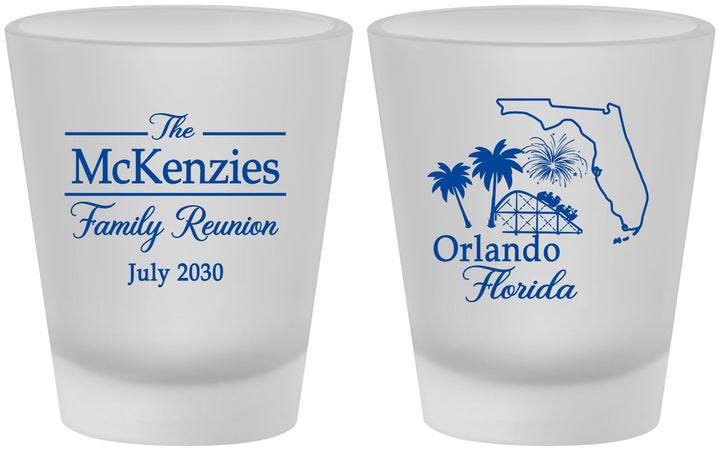 Custom Family Reunion Frosted Shot Glasses - Orlando Florida | 160035