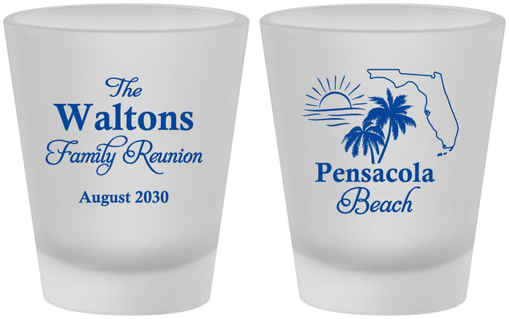 Custom Family Reunion Frosted Shot Glasses - Florida Beach | 160036