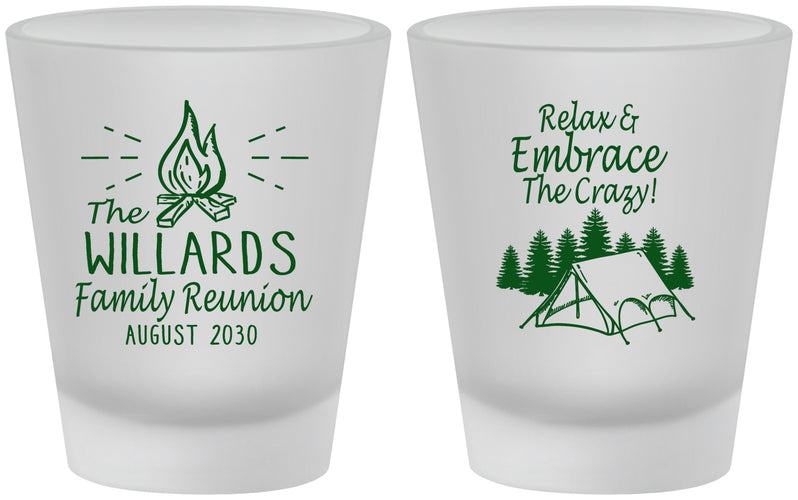 Custom Family Reunion Frosted Shot Glasses - Camping | 160045