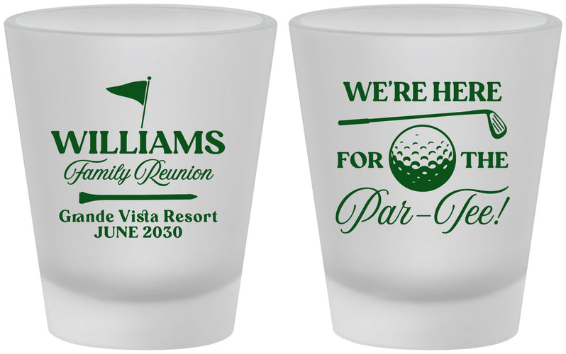 Custom Family Reunion Frosted Shot Glasses - Golf | 160047
