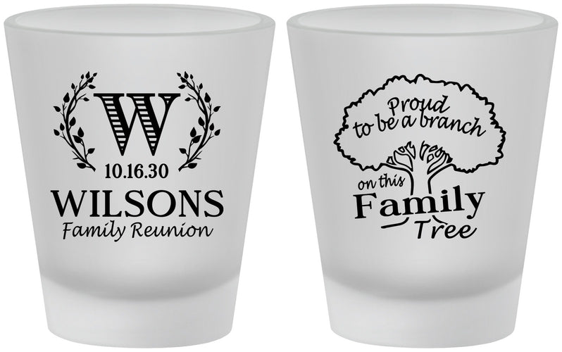 Custom Family Reunion Frosted Shot Glasses - Monogram Tree | 160056