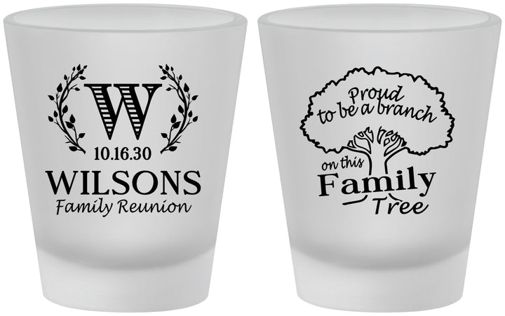 Custom Family Reunion Frosted Shot Glasses - Monogram Tree | 160056