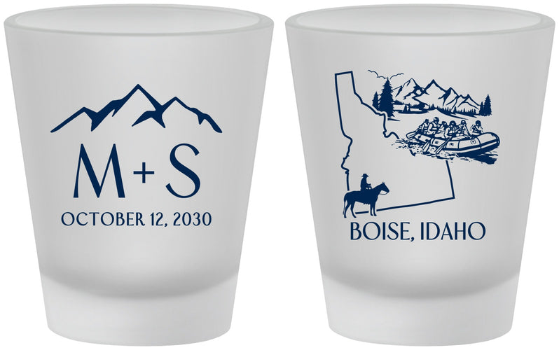 Custom Wedding Frosted Shot Glasses - Idaho | 161