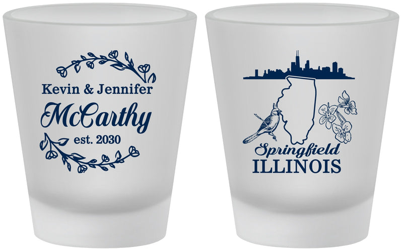 Custom Wedding Frosted Shot Glasses - Illinois | 162