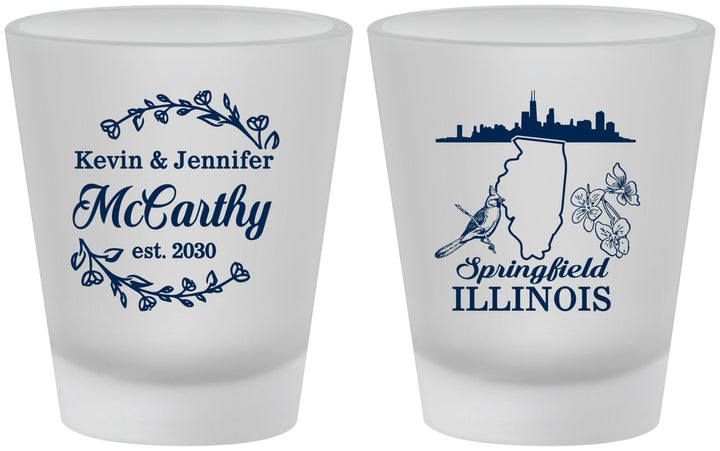 Custom Wedding Frosted Shot Glasses - Illinois | 162