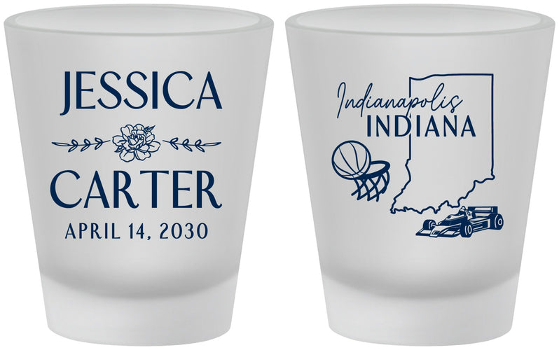Custom Wedding Frosted Shot Glasses - Indiana | 163
