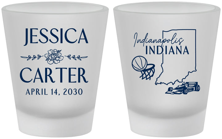 Custom Wedding Frosted Shot Glasses - Indiana | 163