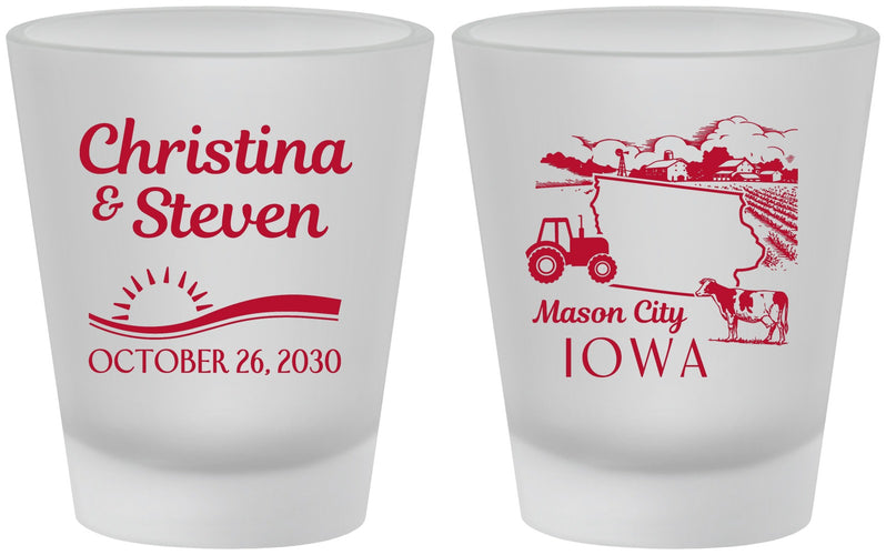 Custom Wedding Frosted Shot Glasses - Iowa | 164