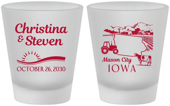Custom Wedding Frosted Shot Glasses - Iowa | 164