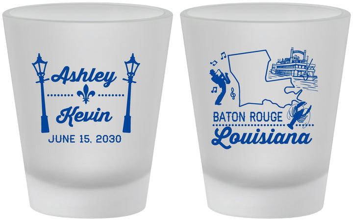 Custom Wedding Frosted Shot Glasses - Louisiana | 167