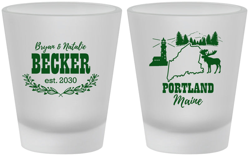 Custom Wedding Frosted Shot Glasses - Maine | 168